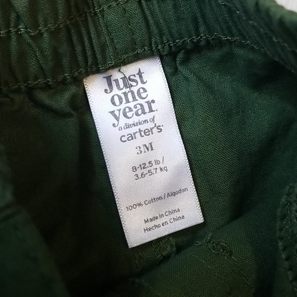 Just one year blue white stripe collared shirt/green short set 3 mo - Picture 8 of 8